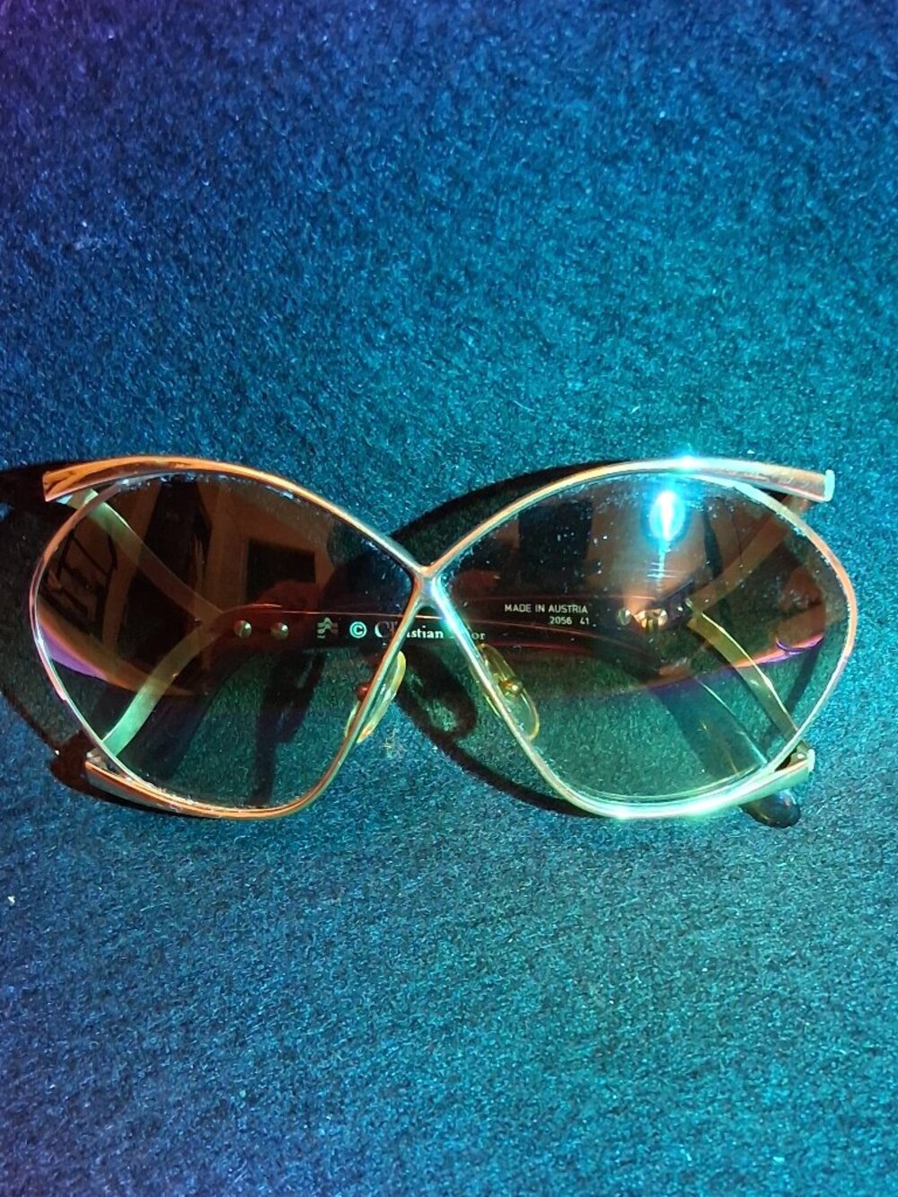 Christian Dior Vintage 70s/80s Oversized Butterfly Sunglasses 2056 Austria Gold - Picture 3 of 13
